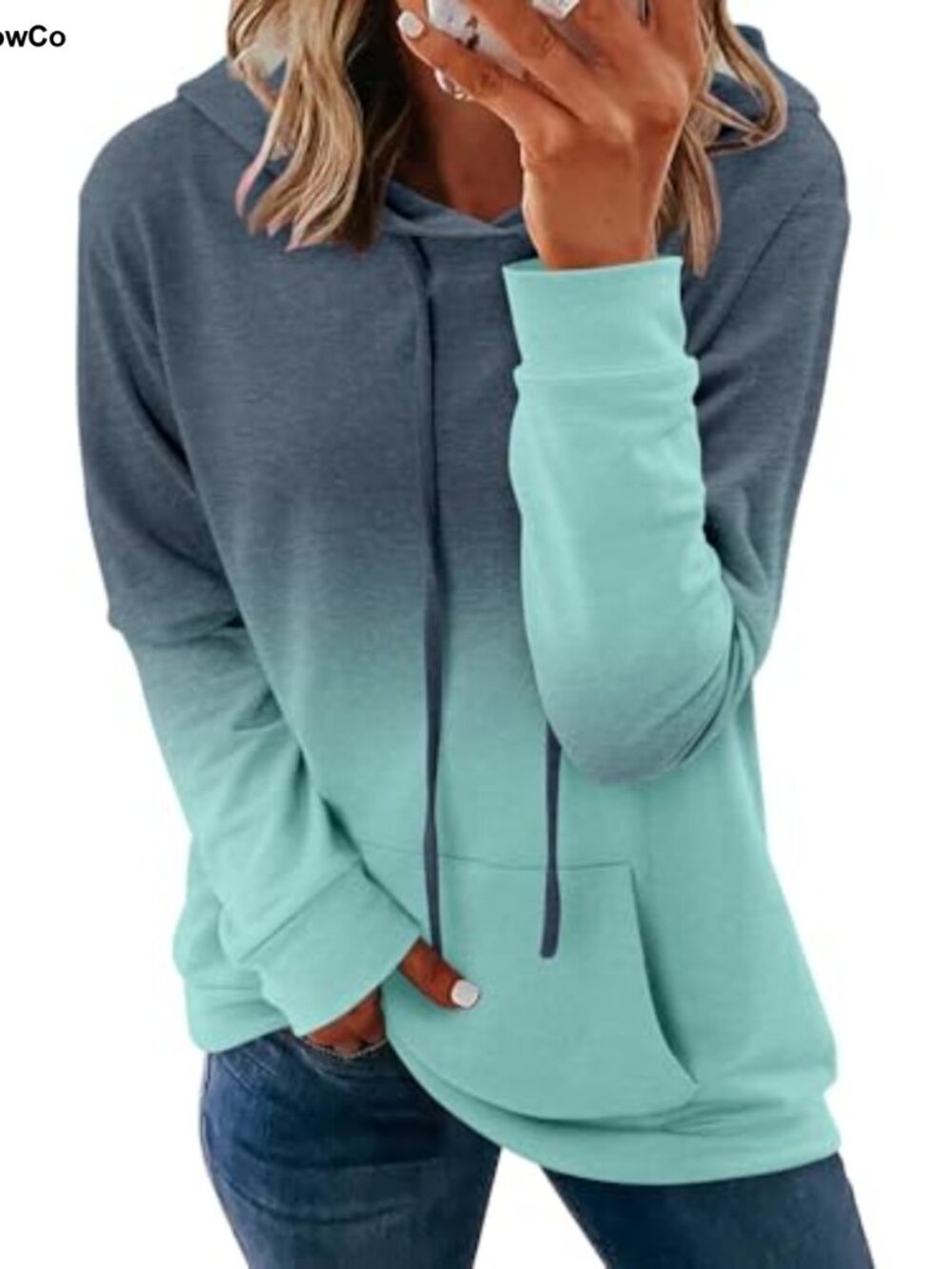 Women's Pullover Hoodie with Kangaroo Pocket Long Sleeve Casual Tie Dye Ombre
